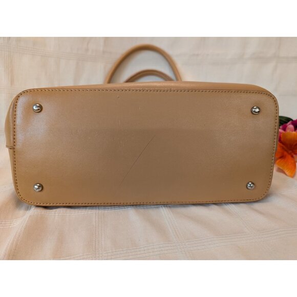 Colab Tan Leather Crossbody Tote Bag With Detachable Strap & Zipper Closure - Picture 9 of 15